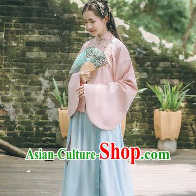 Traditional Chinese Ancient Hanfu Costume Palace Lady Dress, Asian China Ming Dynasty Princess Embroidered Blouse and Skirts for Women