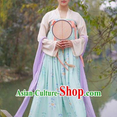 Traditional Chinese Ancient Hanfu Princess Costume Embroidered Slip Skirt, Asian China Tang Dynasty Palace Lady Clothing for Women