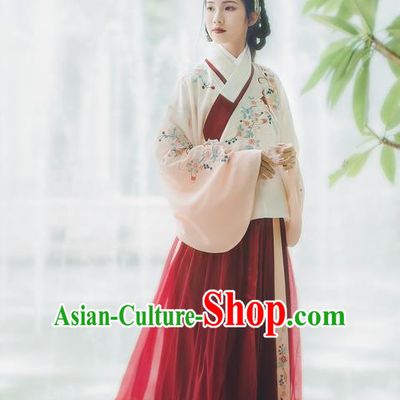 Traditional Chinese Ancient Hanfu Costume Palace Lady Dress, Asian China Ming Dynasty Princess Embroidered Clothing for Women