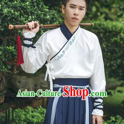 Traditional Chinese Ancient Hanfu Costume Swordsman Dress, Asian China Han Dynasty Embroidered Clothing for Men