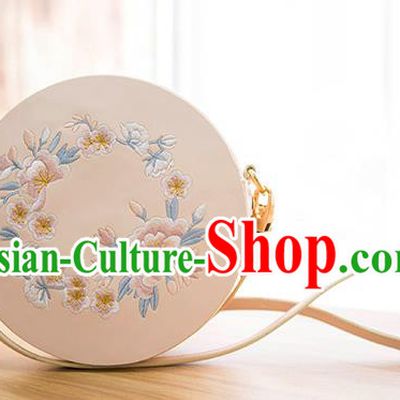 Traditional Chinese Ancient Hanfu Accessories Pink Bags, Asian China Han Dynasty Princess Embroidered Handbag
