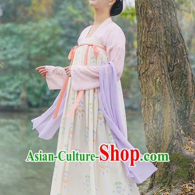 Traditional Chinese Ancient Hanfu Princess Costume Embroidered Yellow Slip Skirt, Asian China Tang Dynasty Palace Lady Clothing for Women