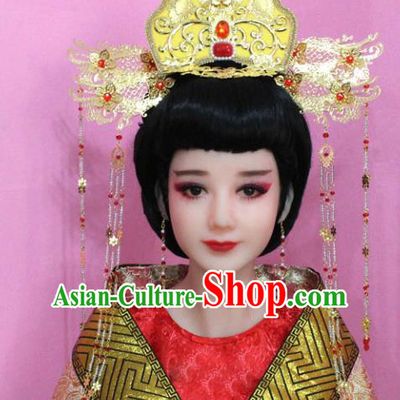 Traditional Handmade Chinese Hair Accessories Bride Wedding Phoenix Coronet Complete Set, Empress Hair Sticks Hair Jewellery Hairpins for Women