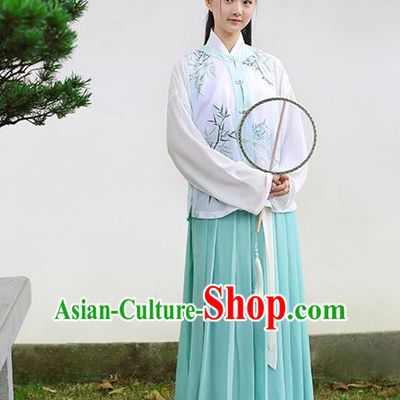 Traditional Chinese Ancient Hanfu Princess Costume Embroidered Bamboo Vest, Asian China Ming Dynasty Palace Lady Clothing for Women