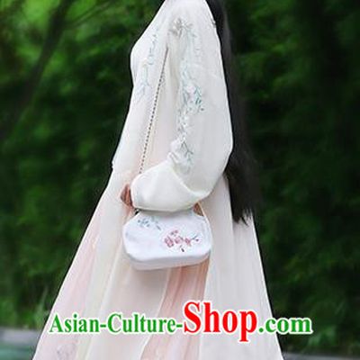 Traditional Chinese Ancient Hanfu Princess Costume Yellow Embroidered Cloak, Asian China Song Dynasty Palace Lady Cardigan Clothing for Women