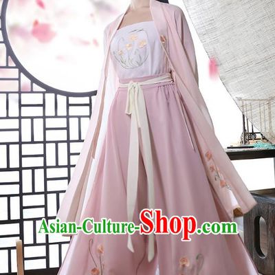 Traditional Chinese Ancient Hanfu Princess Costume, Asian China Song Dynasty Palace Lady Embroidered Blouse and Pants for Women