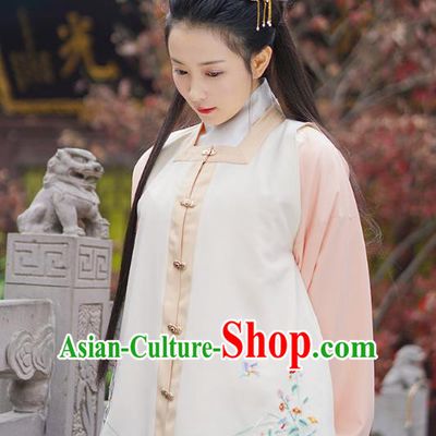 Traditional Chinese Ancient Hanfu Princess Costume Embroidered Orchid Vest, Asian China Ming Dynasty Palace Lady Clothing for Women