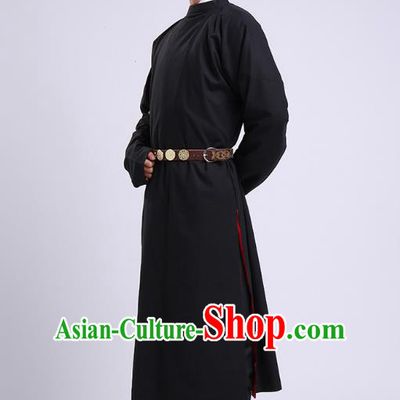 Traditional Chinese Ancient Imperial Bodyguard Costume, Asian China Tang Dynasty Swordsman Black Robe for Men