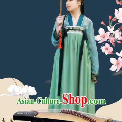 Traditional Chinese Ancient Palace Lady Costume, Asian China Tang Dynasty Princess Embroidered Silk Dress Clothing for Women
