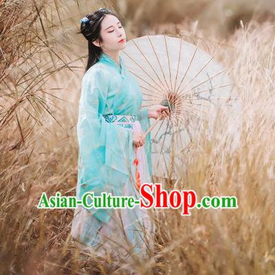 Traditional Chinese Ancient Palace Lady Costume, Asian China Tang Dynasty Princess Embroidered Blouse and Slip Skirts Clothing for Women