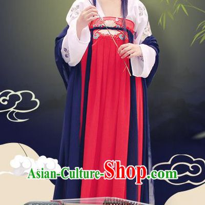 Traditional Chinese Ancient Palace Lady Costume, Asian China Tang Dynasty Princess Embroidered Slip Skirt for Women
