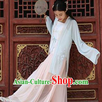 Traditional Chinese Ancient Young Lady Costume, Asian China Song Dynasty Princess Embroidered BeiZi and Skirt Clothing for Women