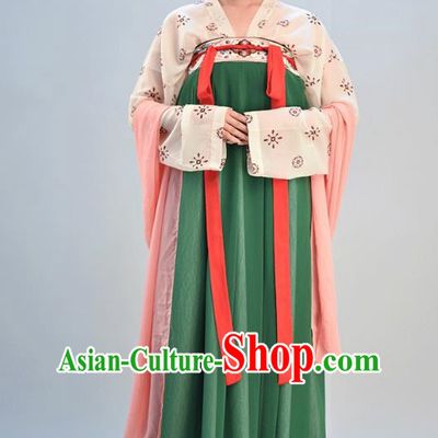 Traditional Chinese Ancient Young Lady Costume, Asian China Tang Dynasty Imperial Consort Embroidered Green Slip Skirt Clothing for Women