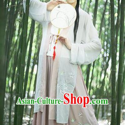 Traditional Chinese Ancient Young Lady Costume Complete Set, Asian China Song Dynasty Princess Embroidered Blouse and Pants for Women