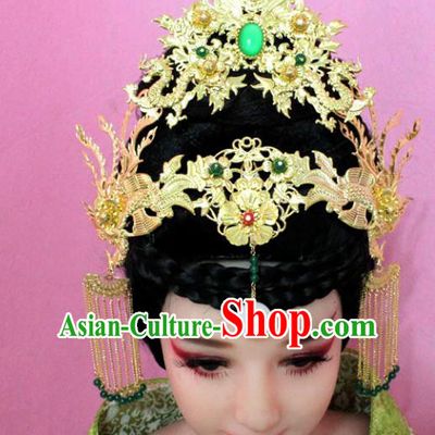 Traditional Handmade Chinese Hair Accessories Empress Phoenix Coronet, China Palace Lady Tassel Step Shake Hairpins for Women