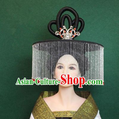 Traditional Handmade Chinese Hair Accessories Palace Lady Tassel Hat, China Tang Dynasty Princess Headwear for Women