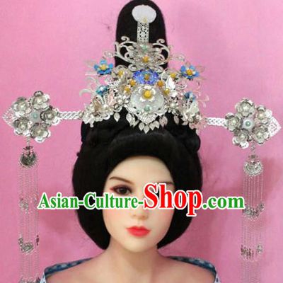 Traditional Handmade Chinese Hair Accessories Empress Phoenix Step Shake, China Tang Dynasty Hairpins Complete Set for Women