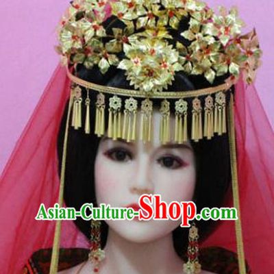 Traditional Handmade Chinese Hair Accessories Princess Phoenix Coronet, China Han Dynasty Xiuhe Suit Hairpins Complete Set for Women