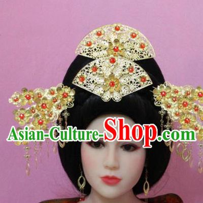 Traditional Handmade Chinese Hair Accessories Princess Phoenix Coronet Complete Set, China Han Dynasty Xiuhe Suit Hairpins for Women