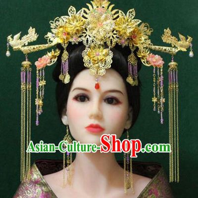 Traditional Handmade Chinese Hair Accessories Tang Dynasty Empress Phoenix Coronet Royal Queen Hairpins Headwear Complete Set for Women