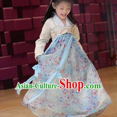 Asian China Tang Dynasty Hanfu Costume, Traditional Chinese Princess Dress Clothing for Kids