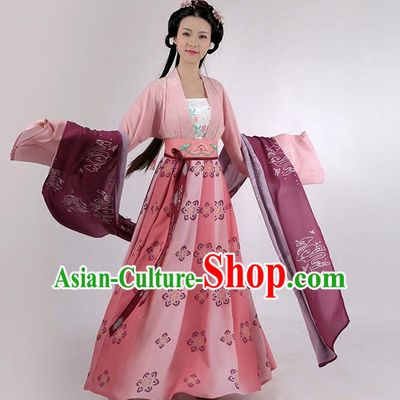 Traditional Chinese Ancient Princess Hanfu Embroidered Costume Complete Set, Asian China Tang Dynasty Palace Lady Clothing for Women
