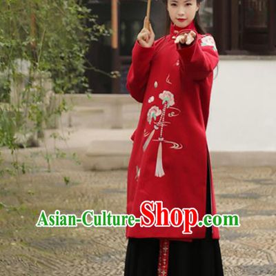 Asian Chinese Ming Dynasty Imperial Princess Costume, Ancient China Palace Lady Embroidered Coat Long Blouse for Women