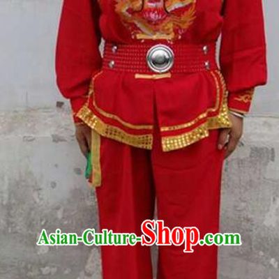 Traditional Chinese Classical Dance Yangge Fan Dance Costume, Folk Dance Drum Dance Lion Dance Clothing for Men