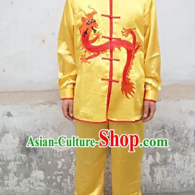 Traditional Chinese Classical Dance Yangge Fan Dance Costume, Folk Dance Drum Dance Lion Dance Yellow Clothing for Men