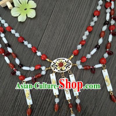 Traditional Handmade Chinese Accessories Shell Necklace, China Palace Lady Hanfu Tassel Necklet for Women