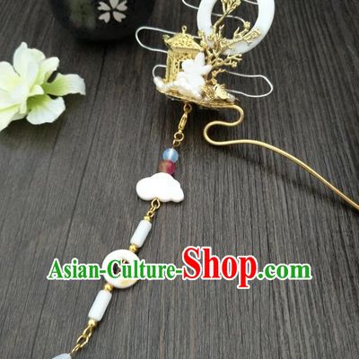 Traditional Handmade Chinese Hair Accessories Hanfu Tassel Hairpins, China Ancient Tang Dynasty Palace Lady Step Shake for Women