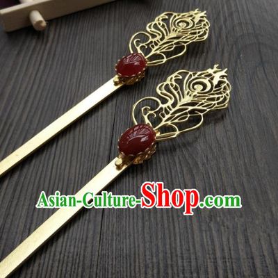 Traditional Handmade Chinese Hair Accessories Hanfu Copper Hairpins, China Ancient Tang Dynasty Palace Lady Hair Stick for Women