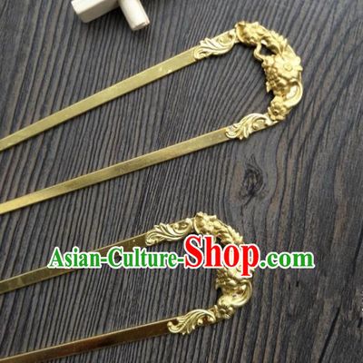 Traditional Handmade Chinese Hair Accessories Hanfu Copper Hairpins, China Ancient Tang Dynasty Palace Lady Hair Stick for Women