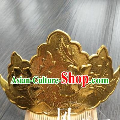 Traditional Handmade Chinese Hair Accessories Hanfu Copper Hairpins, China Ancient Tang Dynasty Palace Lady Lotus Hair Comb for Women