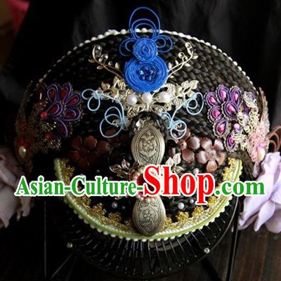 Traditional Handmade Chinese Qing Dynasty Manchu Lady Hair Accessories, China Ancient Imperial Concubine Hairpins Headwear for Women