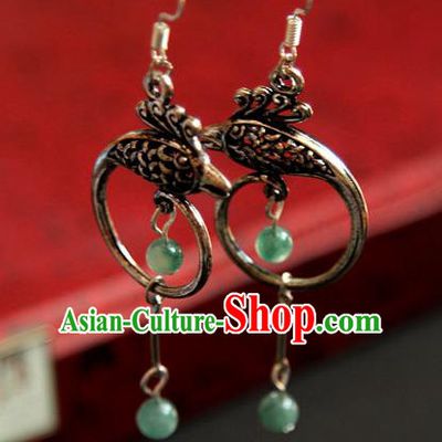 Traditional Handmade Chinese Hanfu Accessories Phoenix Earrings, China Palace Lady Tassel Eardrop for Women