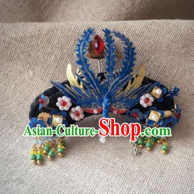 Traditional Handmade Chinese Qing Dynasty Hair Accessories Headwear, China Manchu Imperial Concubine Phoenix Hairpins Headpiece
