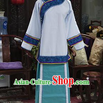 Traditional Ancient Chinese Manchu Nobility Lady Costume, Asian Chinese Qing Dynasty Embroidered Clothing for Women