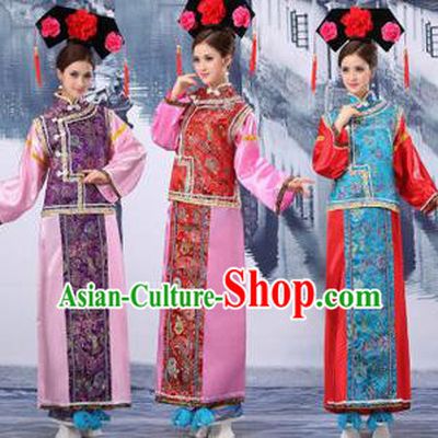 Traditional Ancient Chinese Manchu Imperial Concubine Costume, Asian Chinese Qing Dynasty Palace Lady Embroidered Dress Clothing for Women