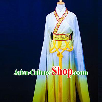 Traditional Chinese Tang Dynasty Young Lady Costume, China Ancient Princess Embroidered Fairy Yellow Dress Clothing for Women