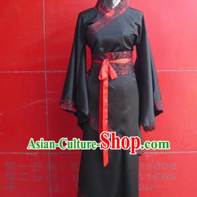 Traditional Ancient Chinese Young Lady Costume Black Curve Bottom, Asian Chinese Han Dynasty Princess Embroidered Clothing for Women
