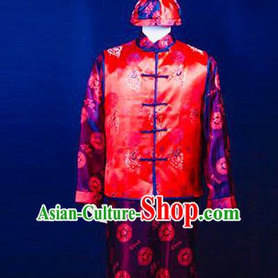 Traditional Ancient Chinese Manchu Prince Mandarin Jacket Costume, Asian Chinese Qing Dynasty Royal Highness Embroidered Clothing for Men
