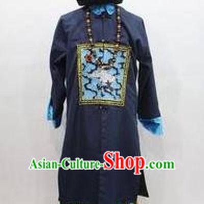 Traditional Ancient Chinese Manchu Costume, Asian Chinese Qing Dynasty Minister Clothing for Men