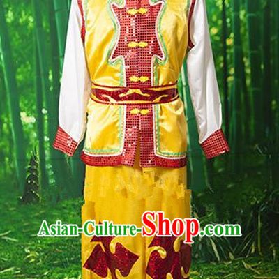 Traditional Chinese Classical Dance Yangge Fan Dance Costume, Folk Dance Drum Dance Uniform Yangko Clothing for Men