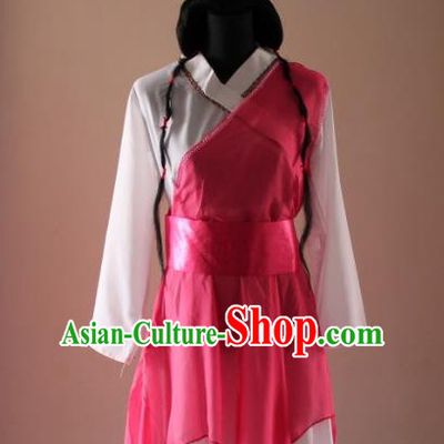 Traditional Ancient Chinese Swordswoman Huang Rong Hanfu Pink Costume, Asian Chinese Song Dynasty Embroidered Clothing for Women