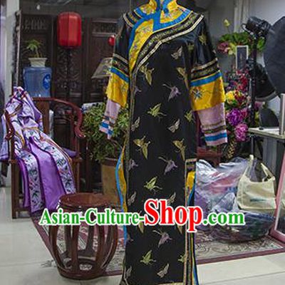 Traditional Ancient Chinese Manchu Palace Lady Costume, Asian Chinese Qing Dynasty Empress Dowager Dress Clothing for Women