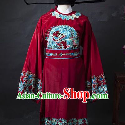 Traditional Chinese Peking Opera Bao Zheng Costume Embroidered Robe, China Ancient Beijing Opera Red Gwanbok for Men