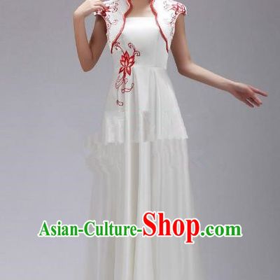 Traditional Chinese National Young Lady Qipao Costume, China Red Embroidered Cheongsam Dress for Women