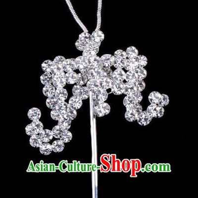 Traditional Beijing Opera Diva Hair Accessories Crystal Bat Hairpins, Ancient Chinese Peking Opera Hua Tan Hair Stick Headwear