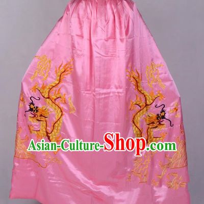 Top Grade Professional Beijing Opera Costume Emperor Embroidered Pink Cloak, Traditional Ancient Chinese Peking Opera King Embroidery Dragons Mantle Clothing
